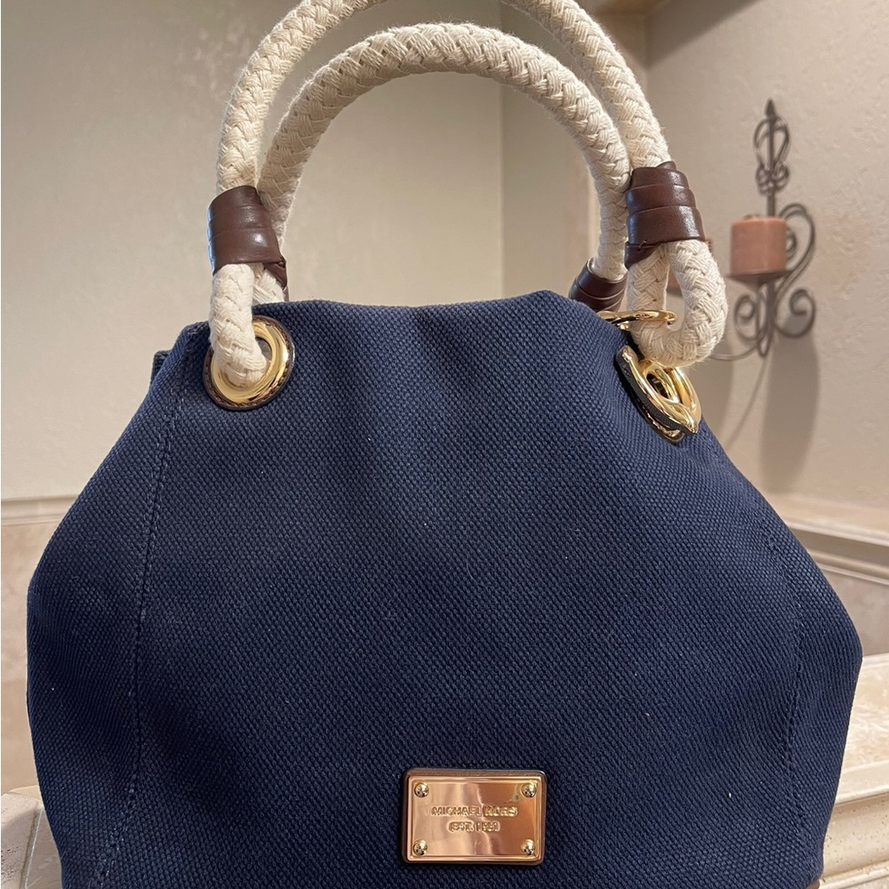 MICHAEL KORS Navy Tote with Rope Handles